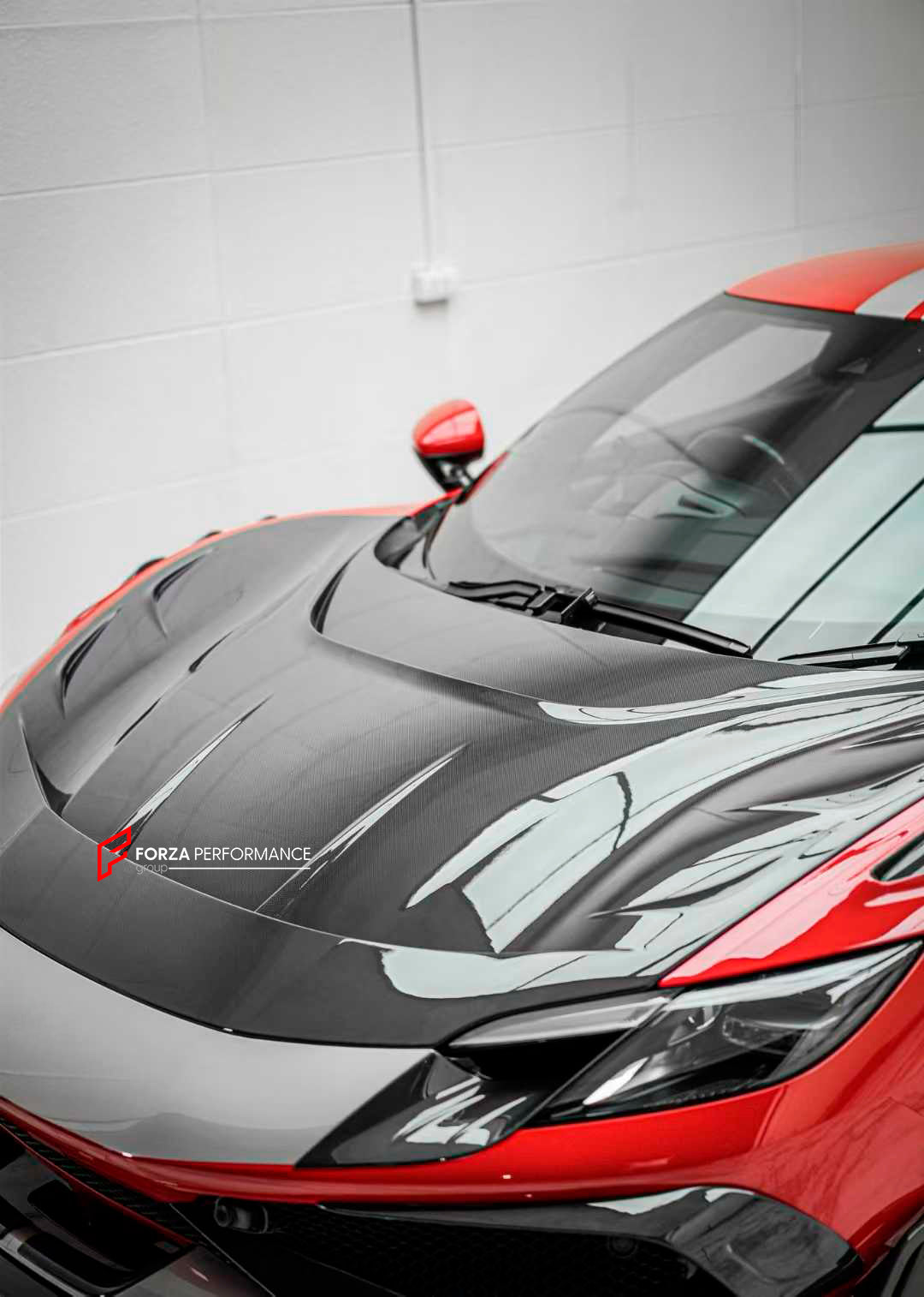CARBON BODY KIT for FERRARI 296 GTB/GTS  Set includes: Front Lip Front Bumper Air Vent Covers Hood Panel Trim Fender Vents Side Skirts Side Air Vent Covers Engine Cover Rear Spoiler Rear Diffuser