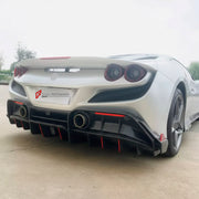 CARBON BODY KIT for Ferrari F8 2019 - 2022
Set includes:

Front Lip
Front Bumper Assembly
Side Skirts
Ducktail Spoiler
Rear Bumper Assembly
Rear Diffuser
Material: Carbon

NOTE: Professional installation is required.