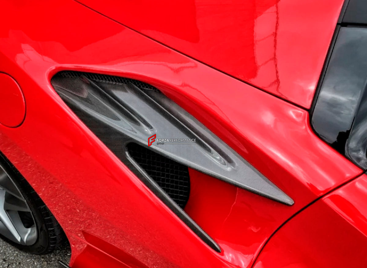 CARBON BODY KIT for Ferrari F8 2019 - 2022
Set includes:

Front Lip
Front Bumper Assembly
Side Skirts
Ducktail Spoiler
Rear Bumper Assembly
Rear Diffuser
Material: Carbon

NOTE: Professional installation is required.