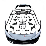 CARBON BODY KIT for Ferrari F8 2019 - 2022
Set includes:

Front Lip
Front Bumper Assembly
Side Skirts
Ducktail Spoiler
Rear Bumper Assembly
Rear Diffuser
Material: Carbon

NOTE: Professional installation is required.