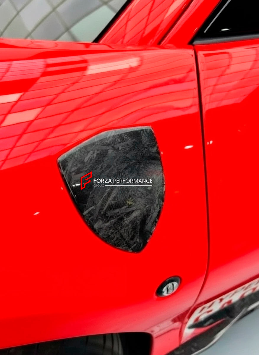 CARBON BODY KIT for Ferrari F8 2019 - 2022
Set includes:

Front Lip
Front Bumper Assembly
Side Skirts
Ducktail Spoiler
Rear Bumper Assembly
Rear Diffuser
Material: Carbon

NOTE: Professional installation is required.