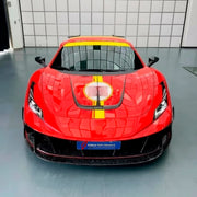 CARBON BODY KIT for Ferrari F8 2019 - 2022
Set includes:

Front Lip
Front Bumper Assembly
Side Skirts
Ducktail Spoiler
Rear Bumper Assembly
Rear Diffuser
Material: Carbon

NOTE: Professional installation is required.