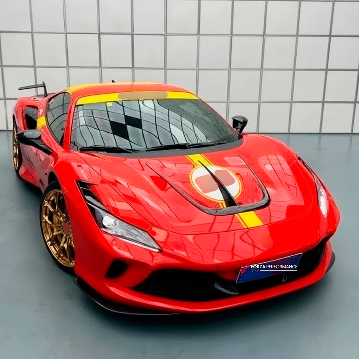 CARBON BODY KIT for Ferrari F8 2019 - 2022
Set includes:

Front Lip
Front Bumper Assembly
Side Skirts
Ducktail Spoiler
Rear Bumper Assembly
Rear Diffuser
Material: Carbon

NOTE: Professional installation is required.