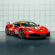 CARBON BODY KIT for Ferrari F8 2019 - 2022
Set includes:

Front Lip
Front Bumper Assembly
Side Skirts
Ducktail Spoiler
Rear Bumper Assembly
Rear Diffuser
Material: Carbon

NOTE: Professional installation is required.