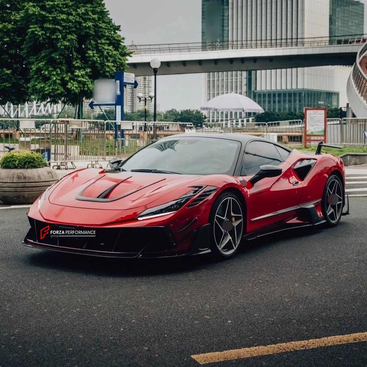 CARBON BODY KIT for Ferrari F8 2019 - 2022
Set includes:

Front Lip
Front Bumper Assembly
Side Skirts
Ducktail Spoiler
Rear Bumper Assembly
Rear Diffuser
Material: Carbon

NOTE: Professional installation is required.