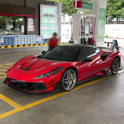 CARBON BODY KIT for Ferrari F8 2019 - 2022
Set includes:

Front Lip
Front Bumper Assembly
Side Skirts
Ducktail Spoiler
Rear Bumper Assembly
Rear Diffuser
Material: Carbon

NOTE: Professional installation is required.
