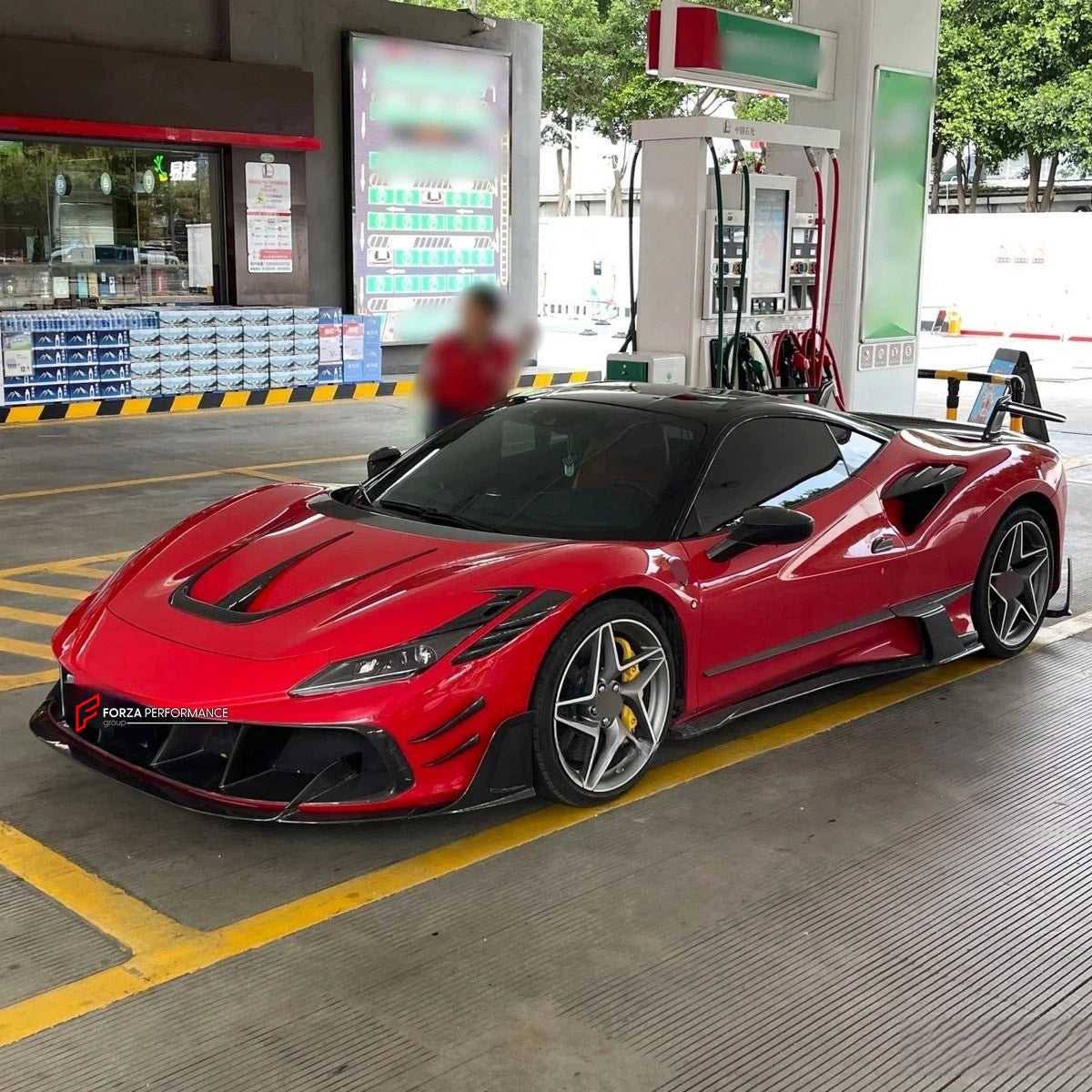 CARBON BODY KIT for Ferrari F8 2019 - 2022
Set includes:

Front Lip
Front Bumper Assembly
Side Skirts
Ducktail Spoiler
Rear Bumper Assembly
Rear Diffuser
Material: Carbon

NOTE: Professional installation is required.