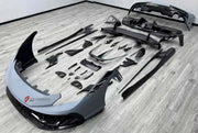 CARBON BODY KIT for Ferrari F8 2019 - 2022
Set includes:

Front Lip
Front Bumper Assembly
Side Skirts
Ducktail Spoiler
Rear Bumper Assembly
Rear Diffuser
Material: Carbon

NOTE: Professional installation is required.