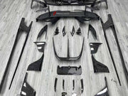 CARBON BODY KIT for Ferrari F8 2019 - 2022
Set includes:

Front Lip
Front Bumper Assembly
Side Skirts
Ducktail Spoiler
Rear Bumper Assembly
Rear Diffuser
Material: Carbon

NOTE: Professional installation is required.