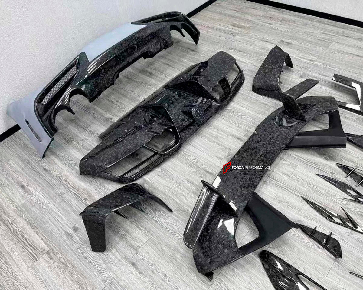 CARBON BODY KIT for Ferrari F8 2019 - 2022
Set includes:

Front Lip
Front Bumper Assembly
Side Skirts
Ducktail Spoiler
Rear Bumper Assembly
Rear Diffuser
Material: Carbon

NOTE: Professional installation is required.