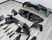CARBON BODY KIT for Ferrari F8 2019 - 2022
Set includes:

Front Lip
Front Bumper Assembly
Side Skirts
Ducktail Spoiler
Rear Bumper Assembly
Rear Diffuser
Material: Carbon

NOTE: Professional installation is required.