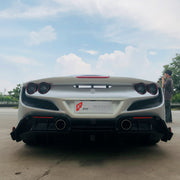 CARBON BODY KIT for Ferrari F8 2019 - 2022
Set includes:

Front Lip
Front Bumper Assembly
Side Skirts
Ducktail Spoiler
Rear Bumper Assembly
Rear Diffuser
Material: Carbon

NOTE: Professional installation is required.