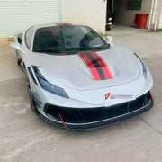 CARBON BODY KIT for Ferrari F8 2019 - 2022
Set includes:

Front Lip
Front Bumper Assembly
Side Skirts
Ducktail Spoiler
Rear Bumper Assembly
Rear Diffuser
Material: Carbon

NOTE: Professional installation is required.