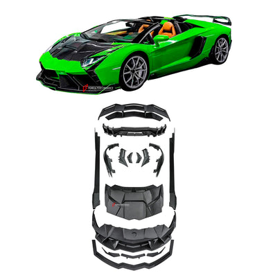 CARBON BODY KIT for LAMBORGHINI AVENTADOR LP700 2011 - 2016

Set includes:

Front Lip
Front Bumper
Hood / Bonnet
Front Fenders
Side Skirts
Rear Air Inlet Covers
Rear Fender Trims
Rear Wing Spoiler
Rear Diffuser

Material: Dry Carbon

NOTE: Professional installation is required