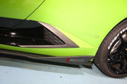 Carbon Body Kit for Lamborghini Huracan LP610
Set includes:

Front Lip Splitter
Rear Diffuser
Side Under Spoiler
Rear Wing Spoiler With Base
Side Skirt Air Scoop Covering Trim
Rear Fender Scoop Covering Trim
Material: Carbon

NOTE: Professional installation is required.