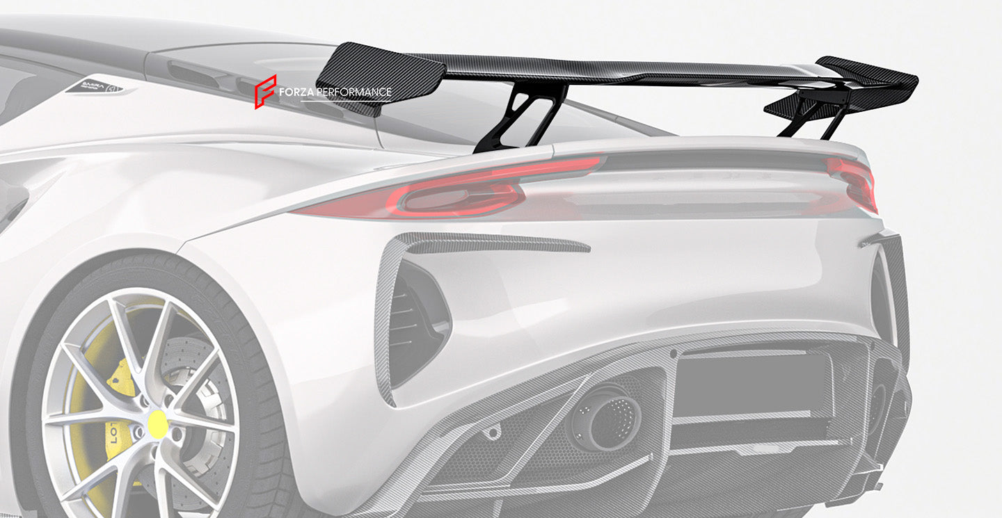 CARBON BODY KIT for LOTUS EMIRA

Set includes:

Front Lip
Front Bumper Canards
Hood / Bonnet
Side Skirts
Rear Spoiler
Rear Bumper Canards
Rear Diffuser


Material: Carbon Fiber

Note: Professional installation is required.