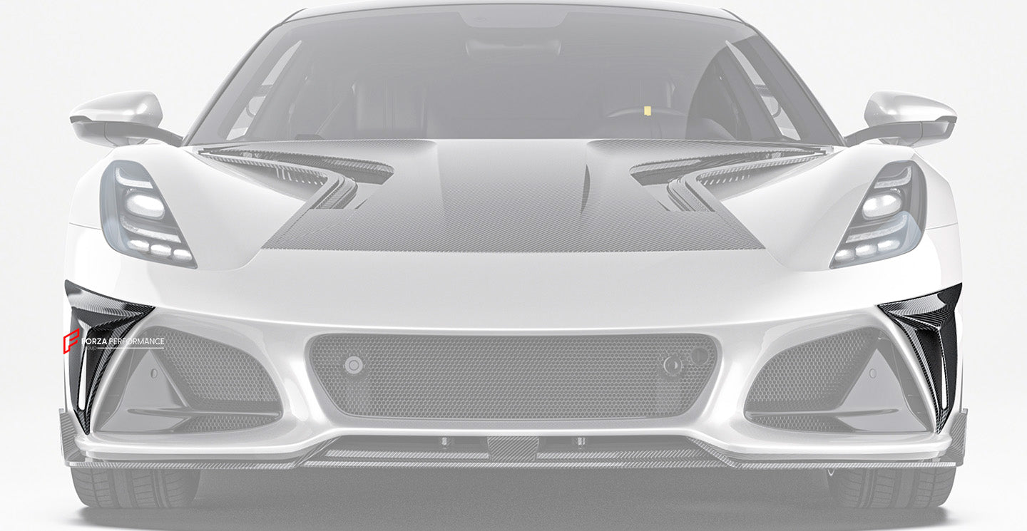 CARBON BODY KIT for LOTUS EMIRA

Set includes:

Front Lip
Front Bumper Canards
Hood / Bonnet
Side Skirts
Rear Spoiler
Rear Bumper Canards
Rear Diffuser


Material: Carbon Fiber

Note: Professional installation is required.