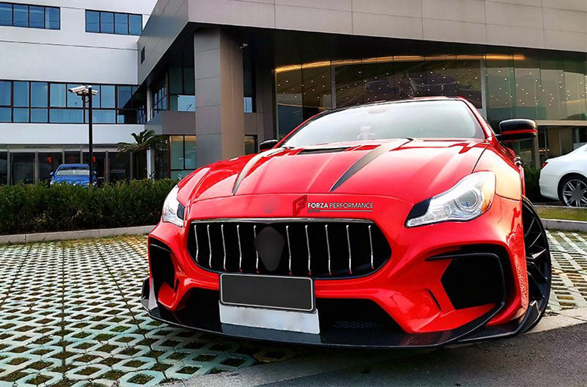 CARBON BODY KIT for Maserati Quattroporte VI M156 2020 - 2024
Set includes:

Front Bumper
Front Lip
Hood Bonnet
Front Fenders
Side Skirts
Ducktail Spoiler
Rear Bumper
Rear Bumper Splitters
Material: Carbon

NOTE: Professional installation is required.