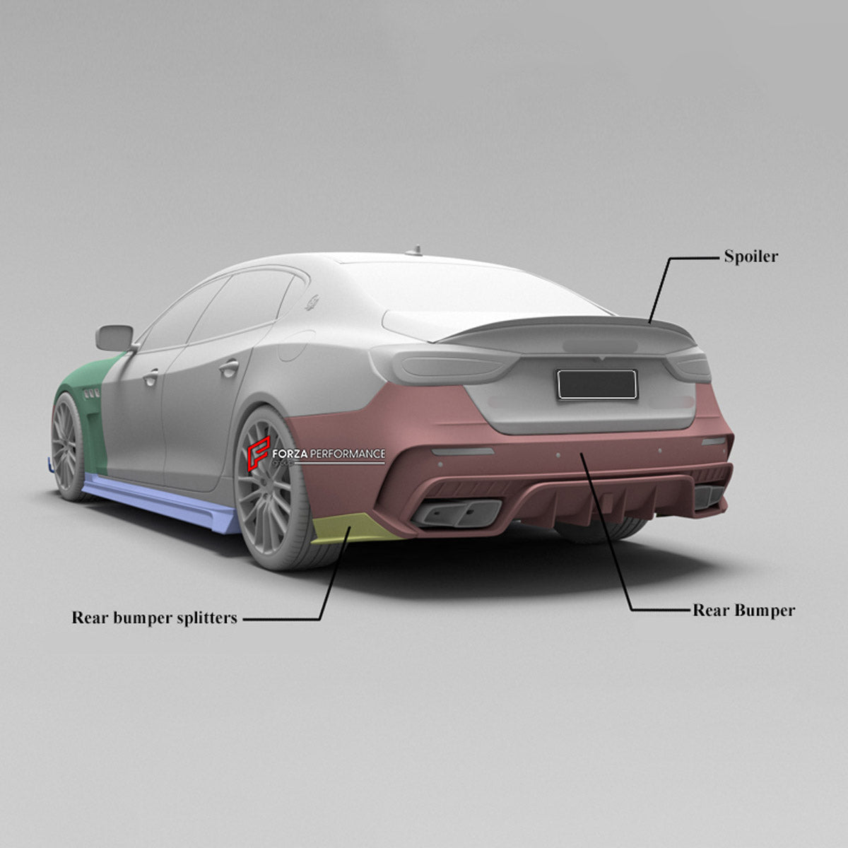 CARBON BODY KIT for Maserati Quattroporte VI M156 2020 - 2024
Set includes:

Front Bumper
Front Lip
Hood Bonnet
Front Fenders
Side Skirts
Ducktail Spoiler
Rear Bumper
Rear Bumper Splitters
Material: Carbon

NOTE: Professional installation is required.