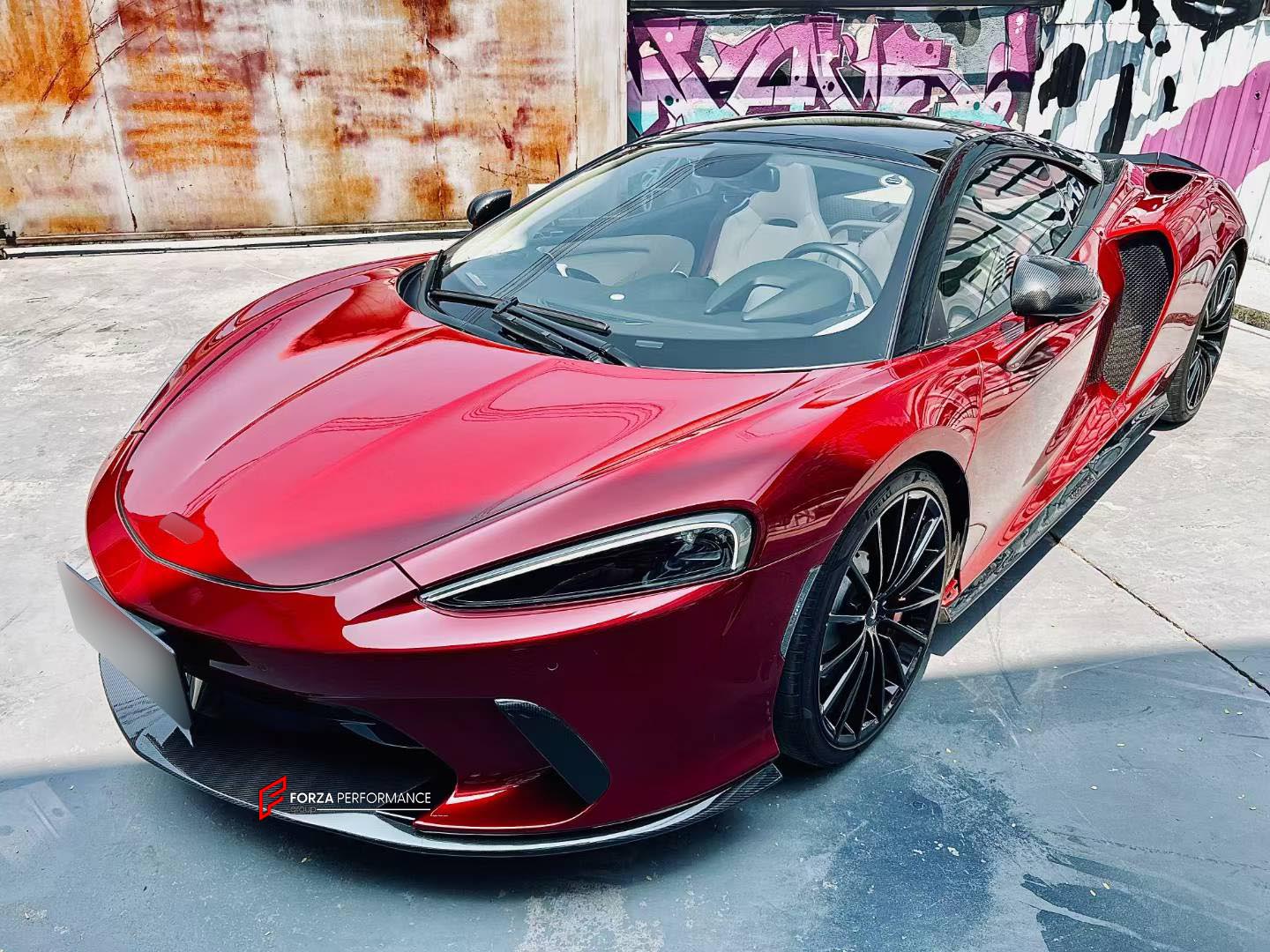 DRY CARBON BODY KIT for MCLAREN GT 2019 - 2024
Set includes:

Front Lip
Front Bumper Air Intake Trims
Side Mirror Covers
Side Skirts
Side Air Vents
Rear Diffuser
Ducktail Spoiler
Material: Dry Carbon

NOTE: Professional installation is required