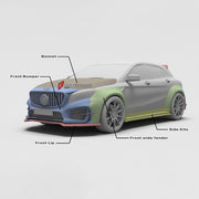 CARBON BODY KIT for Mercedes Benz AMG GLA45 X156 2014 - 2020
Set includes:

Front Bumper
Front Lip
Hood Bonnet
Front Fenders
Side Skirts
Rear Fenders
Roof Spoiler
Rear Diffuser
Rear Bumper
Material: Carbon

NOTE: Professional installation is required.