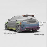 CARBON BODY KIT for Mercedes Benz AMG GLA45 X156 2014 - 2020
Set includes:

Front Bumper
Front Lip
Hood Bonnet
Front Fenders
Side Skirts
Rear Fenders
Roof Spoiler
Rear Diffuser
Rear Bumper
Material: Carbon

NOTE: Professional installation is required.
