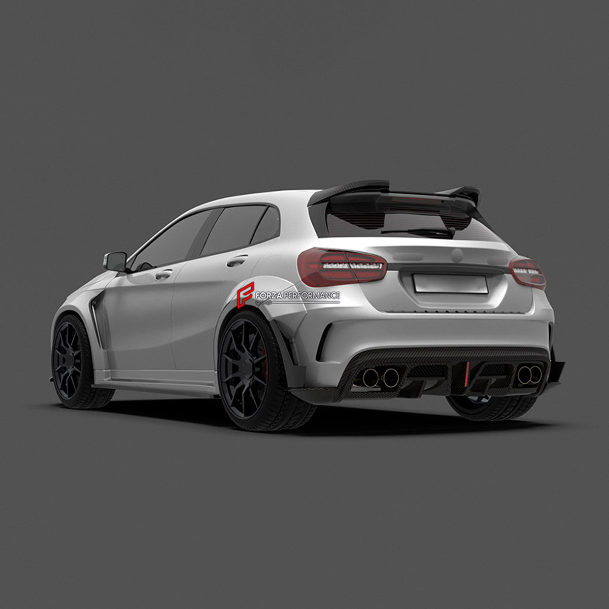 CARBON BODY KIT for Mercedes Benz AMG GLA45 X156 2014 - 2020
Set includes:

Front Bumper
Front Lip
Hood Bonnet
Front Fenders
Side Skirts
Rear Fenders
Roof Spoiler
Rear Diffuser
Rear Bumper
Material: Carbon

NOTE: Professional installation is required.