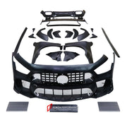 CARBON BODY KIT for Mercedes-Benz AMG GT63 S X290 2018+
Set includes:

Front Lip
Front Bumper Assembly
Front Grille
License Plate
Front Fenders
Fender Flares
Side Skirts
Rear Spoiler Wing
Rear Bumper Fins
Rear Diffuser
Exhaust Tips
Material: Carbon

NOTE: Professional installation is required.