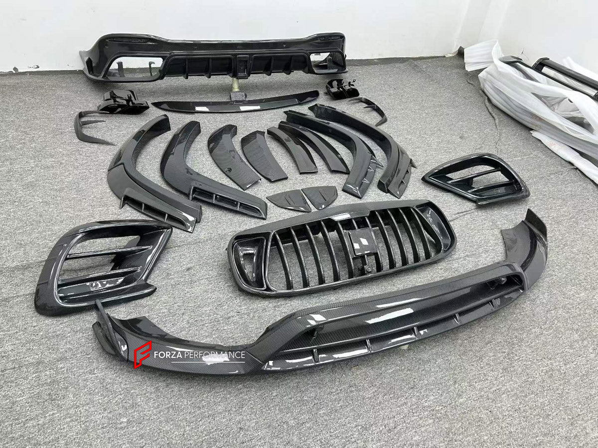 CARBON BODY KIT for MERCEDES-BENZ GLS-CLASS AMG X167 GLS63 2020 - 2023 FORZA PERFORMANCE custom fit Mansory Style

Set includes:
Front Lip
Front Bumper Air Vent Covers
Front Grille
Side Fender Vents
Fender Flares
Roof Spoiler
Rear Bumper Fins
Rear Diffuser
Exhaust Tips

Material: Carbon

NOTE: Professional installation is required.