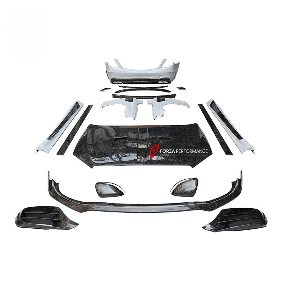 CARBON BODY KIT for MERCEDES BENZ S CLASS AMG W222 S63 S65 FACELIFT 2017 - 2020 custom fit Mansory Style
Set includes:

Front Lip
Front Bumper Canards
Hood Bonnet
Front Fenders
Side Mirror Covers
Side Skirts
Roof Spoiler
Ducktail Spoiler
Rear Bumper Assembly
Rear Diffuser
Material: Carbon, Plastic

NOTE: Professional installation is required.