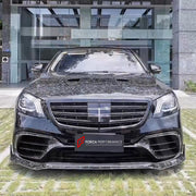 CARBON BODY KIT for MERCEDES BENZ S CLASS AMG W222 S63 S65 FACELIFT 2017 - 2020 custom fit Mansory Style
Set includes:

Front Lip
Front Bumper Canards
Hood Bonnet
Front Fenders
Side Mirror Covers
Side Skirts
Roof Spoiler
Ducktail Spoiler
Rear Bumper Assembly
Rear Diffuser
Material: Carbon, Plastic

NOTE: Professional installation is required.