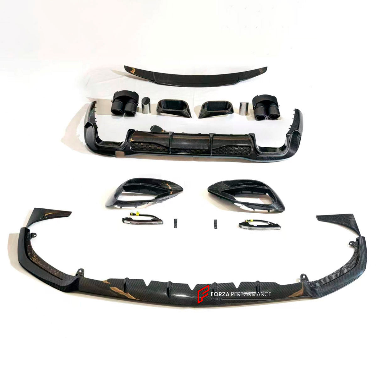 DRY CARBON BODY KIT for Mercedes Benz S CLASS S63 W223 2021+
Set includes:

Front Lip
Front Bumper Vents
Led Light Covers / Front Fascia Attachments
Rear Diffuser
Trunk Spoiler
Exhaust Tips
Material: Dry Carbon

NOTE: Professional installation is required.