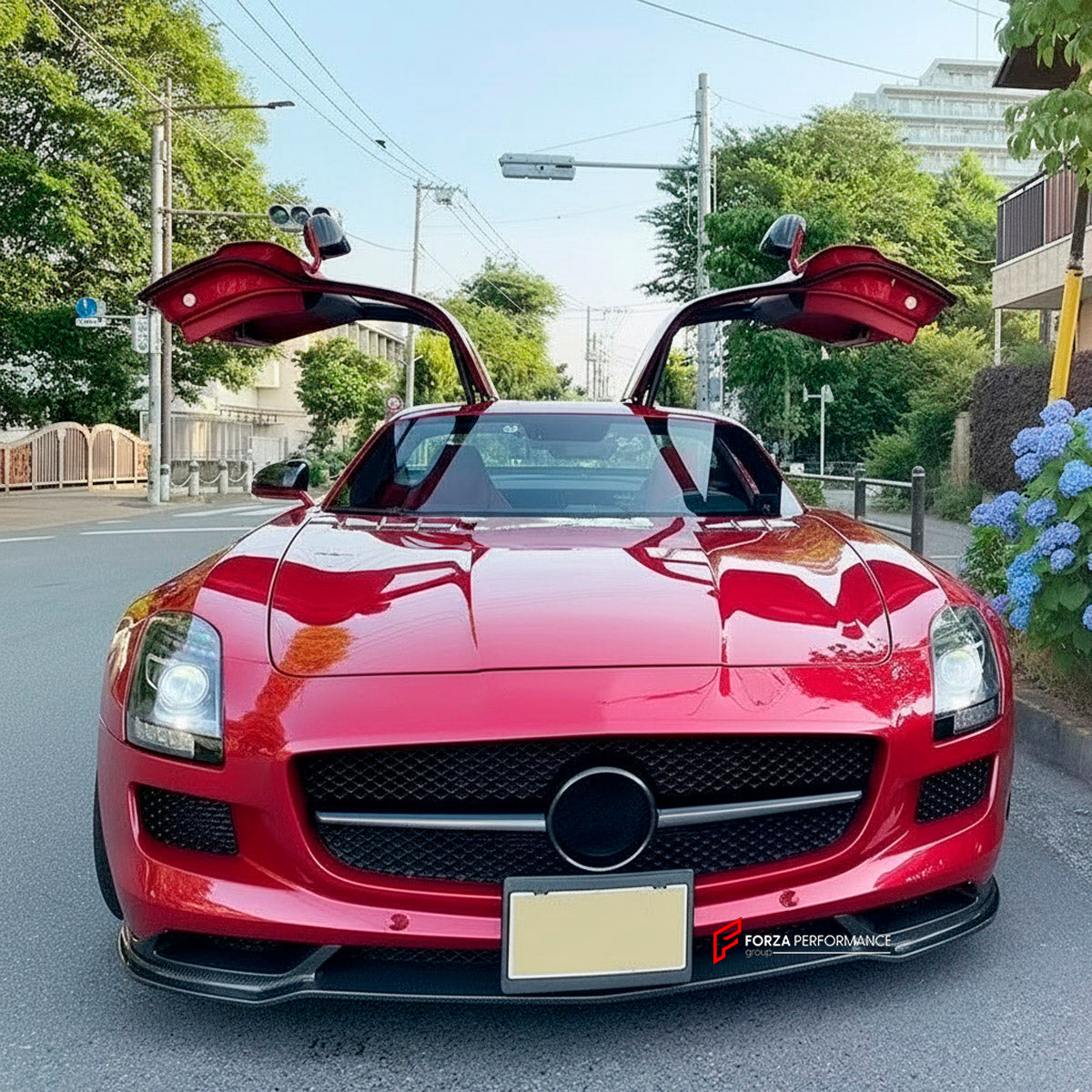 CARBON BODY KIT for Mercedes Benz SLS AMG W197 2010 - 2015
Set includes:

Front Lip
Side Mirror Covers
Side Fender Air Vents
Side Skirts
Rear Spoiler Wing
Rear Diffuser
Material: Carbon

NOTE: Professional installation is required.