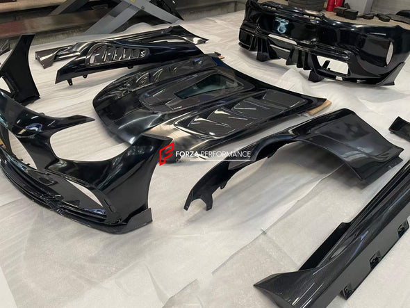 CARBON BODY KIT for MERCEDES-BENZ C190 AMG GT/GTS 2022+  Set includes:  Front Hood/Bonnet Front Bumper Fender Flares Side Skirts Rear Bumper