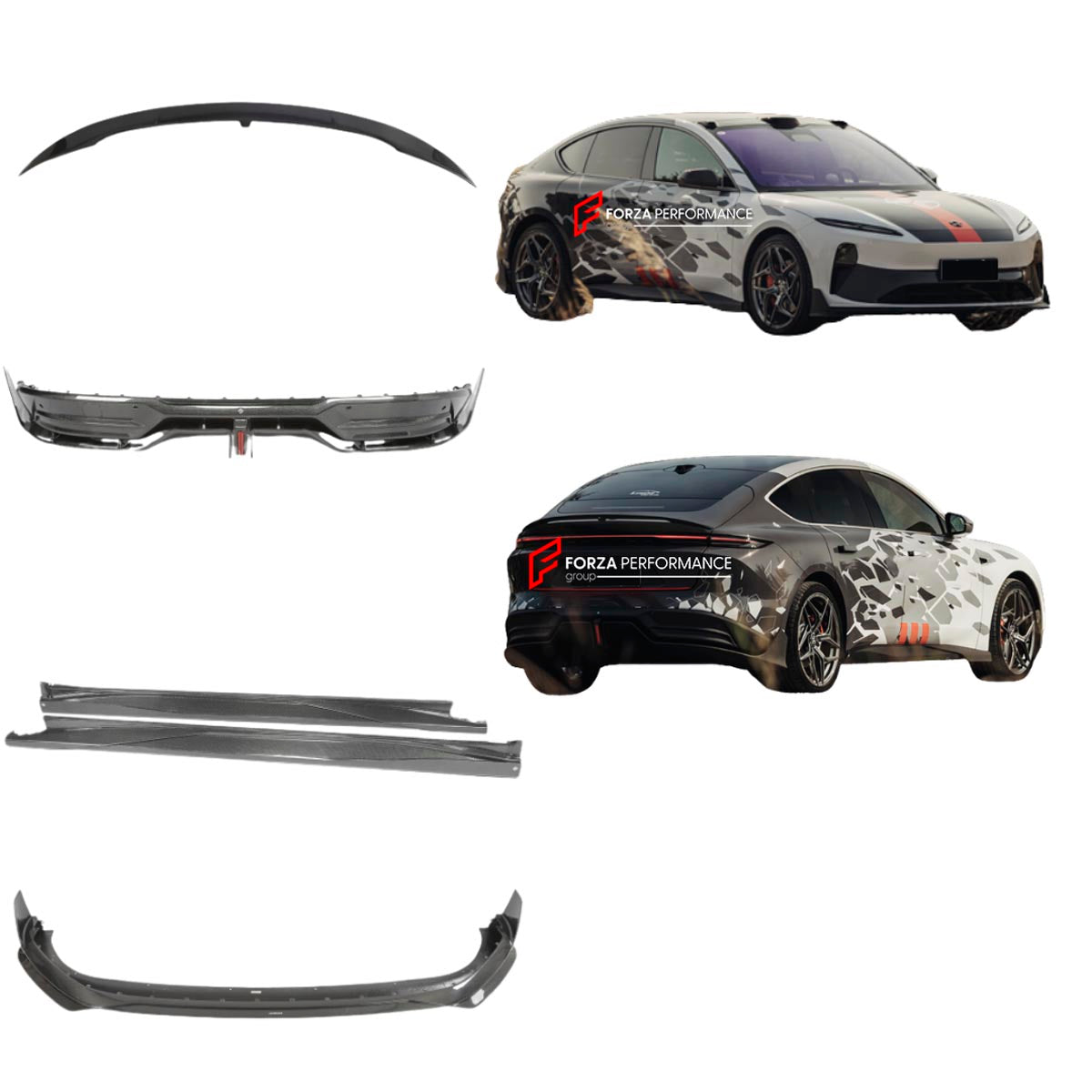 Carbon Body Kit for Nio ET5 2022+
Set includes:

Front Lip
Side Skirts
Diffuser
Spoiler
Material: Carbon (Can be made in Forged Carbon)

NOTE: Professional installation is required.