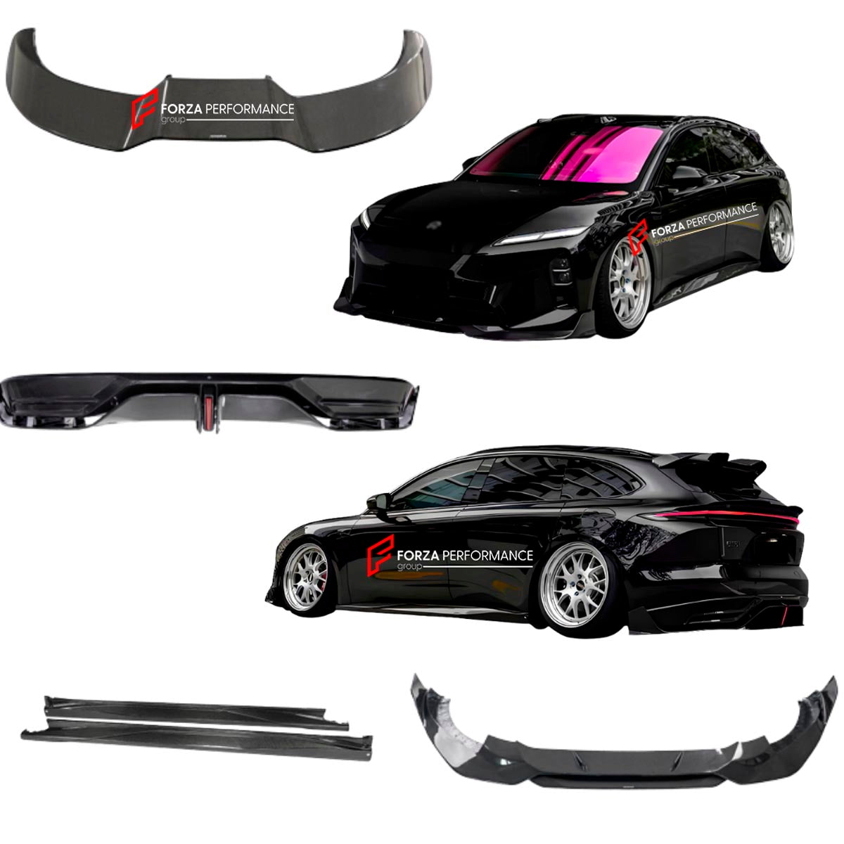 Carbon Body Kit for Nio ET5T 2023+
Set includes:

Front Lip
Side Skirts
Diffuser
Roof Spoiler
Material: Carbon (Can be made in Forged Carbon)

NOTE: Professional installation is required.