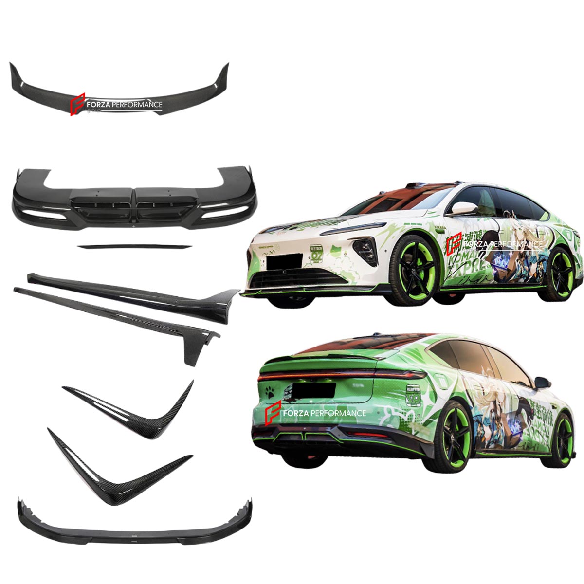 Carbon Body Kit for Nio ET7 2021+
Set includes:

Front Lip
Front Canards
Side Skirts
Diffuser
Spoiler
Material: Carbon (Can be made in Forged Carbon)

NOTE: Professional installation is required.