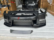 CARBON BODY KIT for NISSAN GT-R R35 2007 - 2025 FORZA PERFORMANCE custom fit Nismo Style

Set includes:
Front Lip
Front Bumper Assembly
Hood Bonnet
Side Skirts
Rear Spoiler Wing
Rear Bumper Assembly
Rear Diffuser

Material: Carbon, Plastic

NOTE: Professional installation is required.
