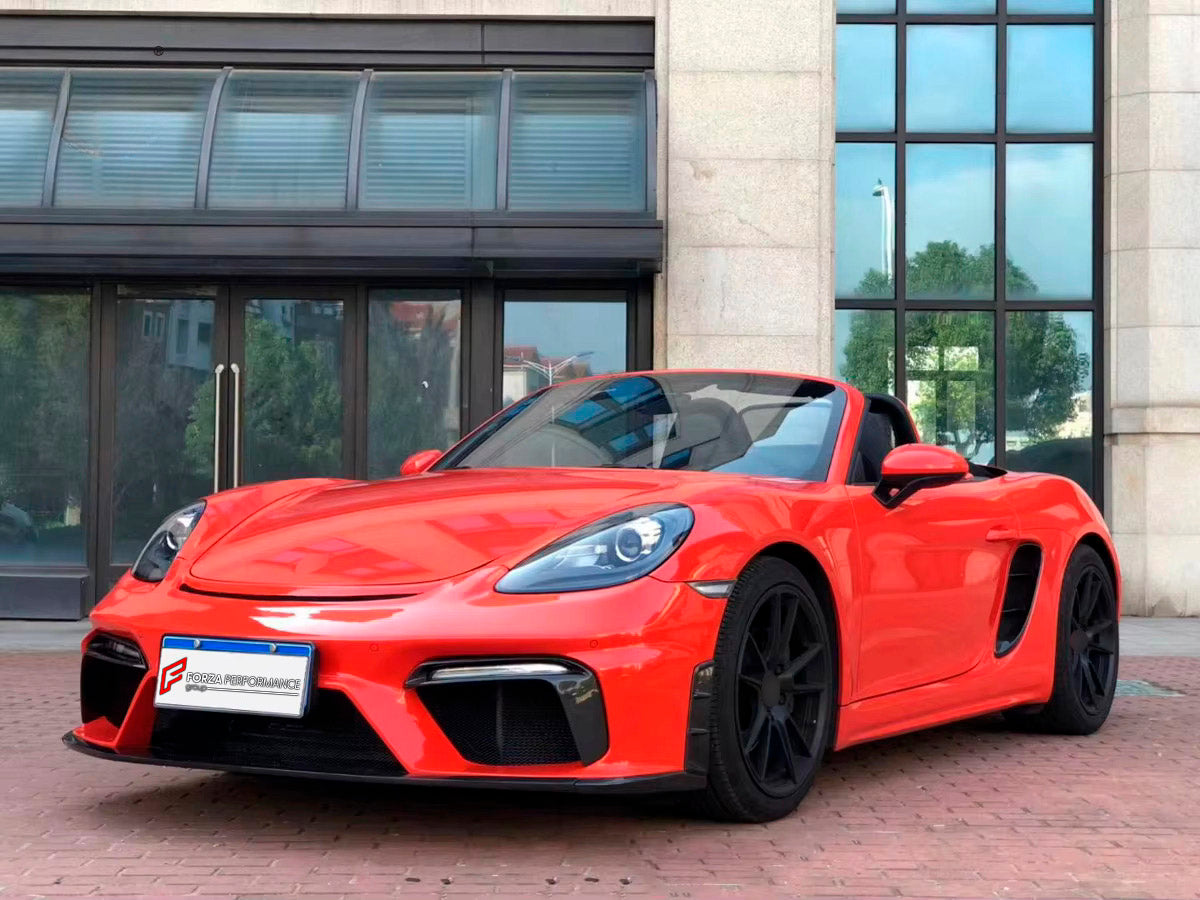 CARBON BODY KIT for PORSCHE 718 CAYMAN 2016+

Set Include:

Front Bumper
Hood / Bonnet
Side Skirts
Rear Spoiler
Rear Bumper
Rear Diffuser
Material: Carbon

Note: Professional installation is required.