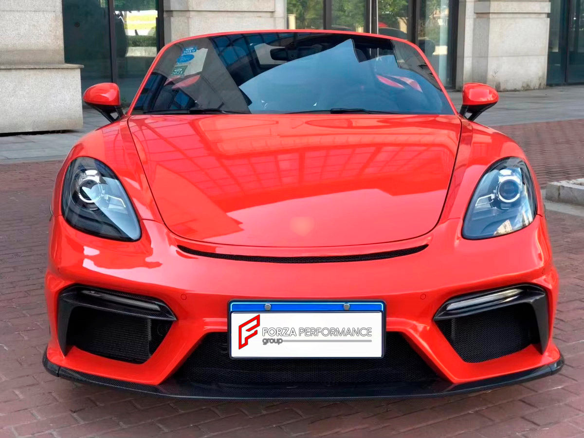 CARBON BODY KIT for PORSCHE 718 CAYMAN 2016+

Set Include:

Front Bumper
Hood / Bonnet
Side Skirts
Rear Spoiler
Rear Bumper
Rear Diffuser
Material: Carbon

Note: Professional installation is required.