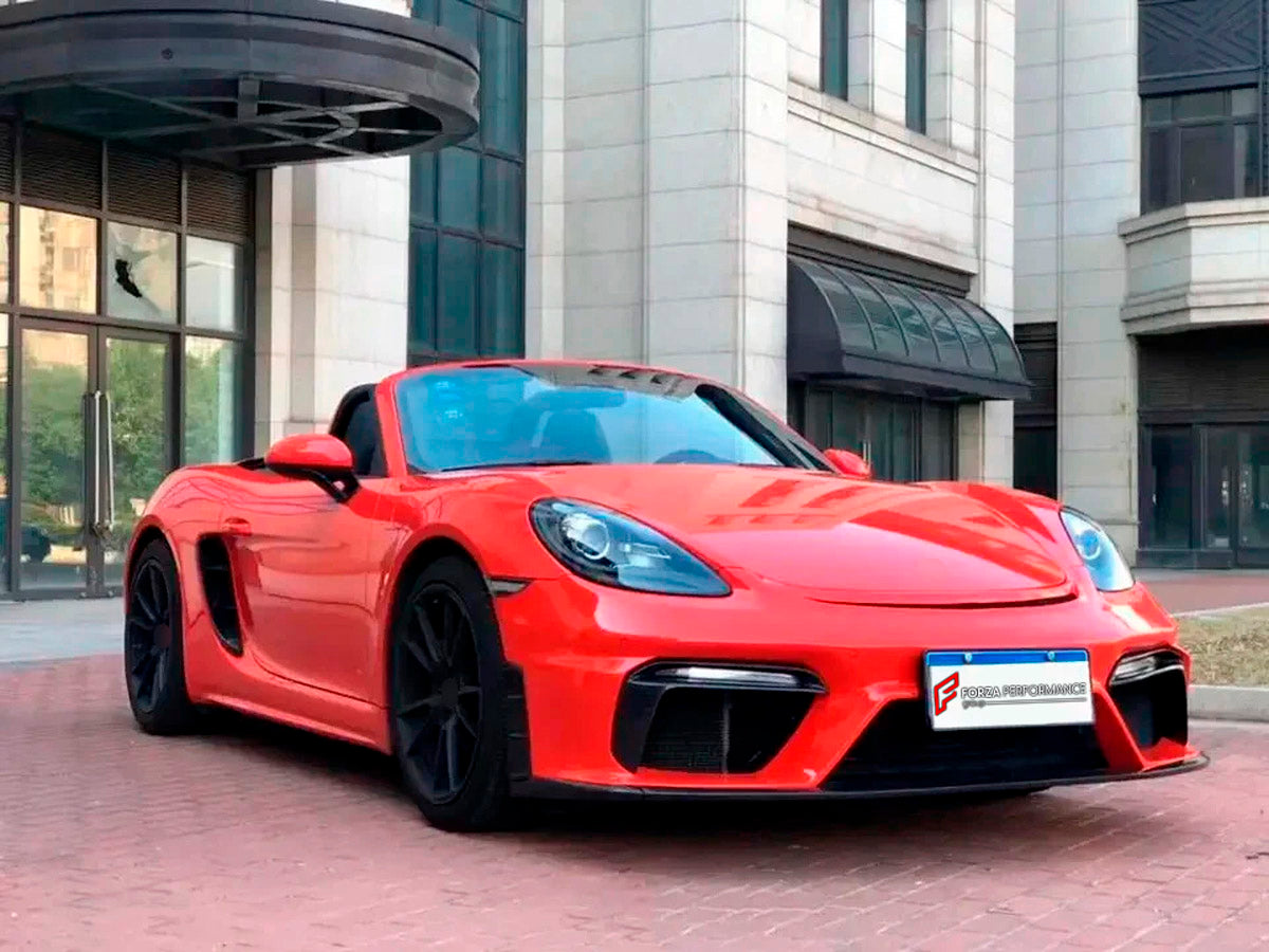 CARBON BODY KIT for PORSCHE 718 CAYMAN 2016+

Set Include:

Front Bumper
Hood / Bonnet
Side Skirts
Rear Spoiler
Rear Bumper
Rear Diffuser
Material: Carbon

Note: Professional installation is required.