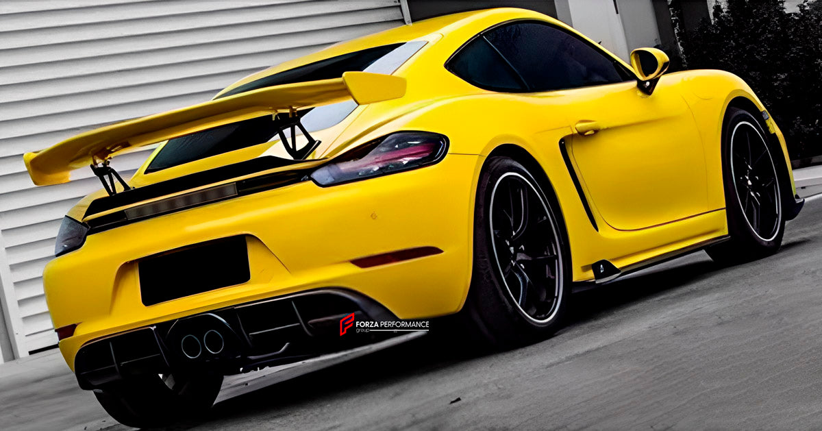 CARBON BODY KIT for PORSCHE 718 CAYMAN 2016+

Set Include:

Front Lip
Front Bumper Canards
Side Skirts
Rear Spoiler
Rear Diffuser
Material: Carbon

Note: Professional installation is required.