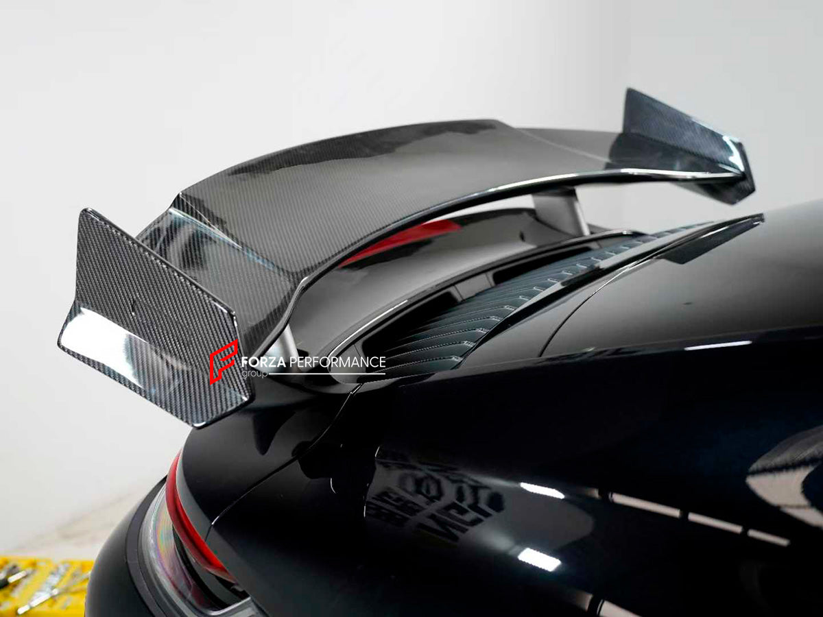 DRY CARBON BODY KIT FOR PORSCHE 911 992 TURBO TURBO S 2019+  Set includes:  Front Lip Front Air Vent Covers Side Skirts  Rear Diffuser Exhaust Tips Rear Canards Rear Spoiler