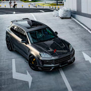 CARBON BODY KIT for Porsche Cayenne 9Y0.2 2024+
Set includes:

Front Lip
Front Bumper Fins
Hood Bonnet
Front Fenders
Front Fender Vents
Side Skirts
Rear Fenders
Roof Spoiler
Rear Diffuser
Material: Carbon

NOTE: Professional installation is required.