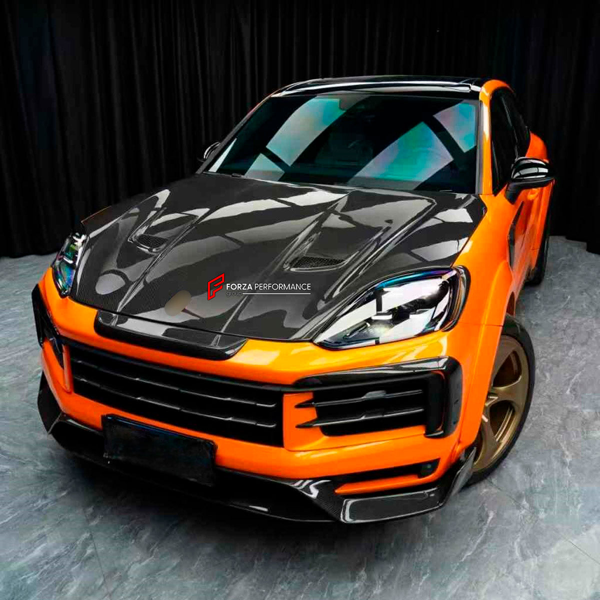 CARBON BODY KIT for Porsche Cayenne 9Y0.2 2024+
Set includes:

Front Lip
Front Bumper Fins
Hood Bonnet
Front Fenders
Front Fender Vents
Side Skirts
Rear Fenders
Roof Spoiler
Rear Diffuser
Material: Carbon

NOTE: Professional installation is required.