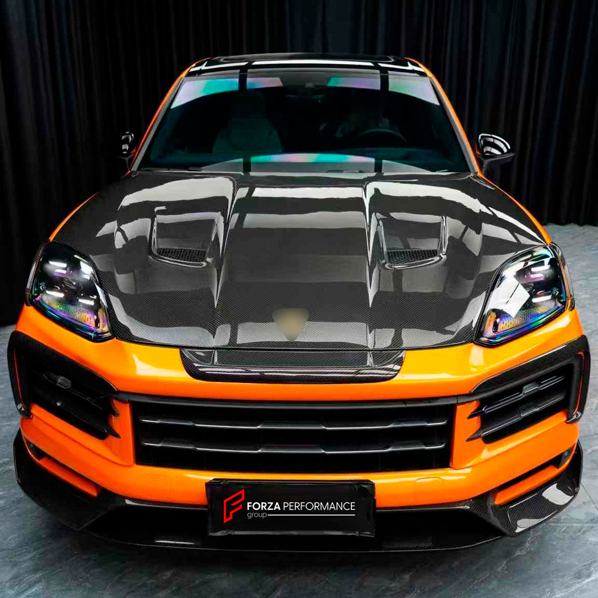 CARBON BODY KIT for Porsche Cayenne 9Y0.2 2024+
Set includes:

Front Lip
Front Bumper Fins
Hood Bonnet
Front Fenders
Front Fender Vents
Side Skirts
Rear Fenders
Roof Spoiler
Rear Diffuser
Material: Carbon

NOTE: Professional installation is required.