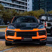 CARBON BODY KIT for Porsche Cayenne 9Y0.2 2024+
Set includes:

Front Lip
Front Bumper Fins
Hood Bonnet
Front Fenders
Front Fender Vents
Side Skirts
Rear Fenders
Roof Spoiler
Rear Diffuser
Material: Carbon

NOTE: Professional installation is required.