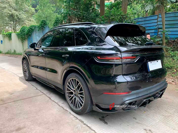 CARBON BODY KIT for PORSCHE CAYENNE 9YO 2019+

Set includes:

Front Lip

Side Skirts

Roof Spoiler
Rear Spoiler
Rear Diffuser

Material: Dry Carbon

NOTE: Professional installation is required

Contact us for pricing