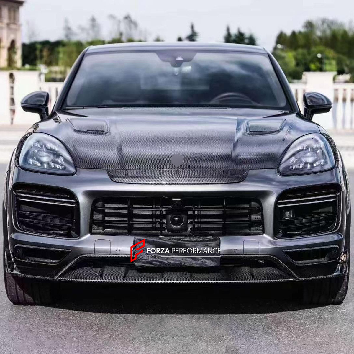 CARBON BODY KIT for PORSCHE CAYENNE E3 9Y 9Y0 9Y3 2017 - 2023 FORZA PERFORMANCE custom fit Mansory Style

Set includes:
Front Lip
Front Bumper Center Trim
Front Grille Mesh Cover Trims
Hood Bonnet
Side Fender Vents
Fender Flares
Side Skirts
Roof Spoiler
Ducktail Spoiler
Rear Bumper Fins
Rear Diffuser
Exhaust Tips

Material: Carbon

NOTE: Professional installation is required.