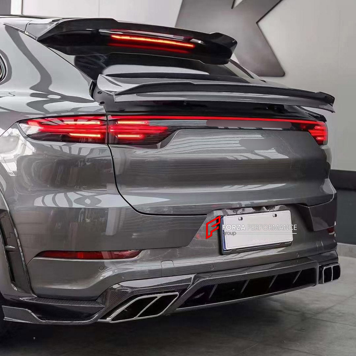 CARBON BODY KIT for PORSCHE CAYENNE E3 9Y 9Y0 9Y3 2017 - 2023 FORZA PERFORMANCE custom fit Mansory Style

Set includes:
Front Lip
Front Bumper Center Trim
Front Grille Mesh Cover Trims
Hood Bonnet
Side Fender Vents
Fender Flares
Side Skirts
Roof Spoiler
Ducktail Spoiler
Rear Bumper Fins
Rear Diffuser
Exhaust Tips

Material: Carbon

NOTE: Professional installation is required.